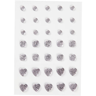 Rhinestones, round, square, heart, size 6+8+10 mm