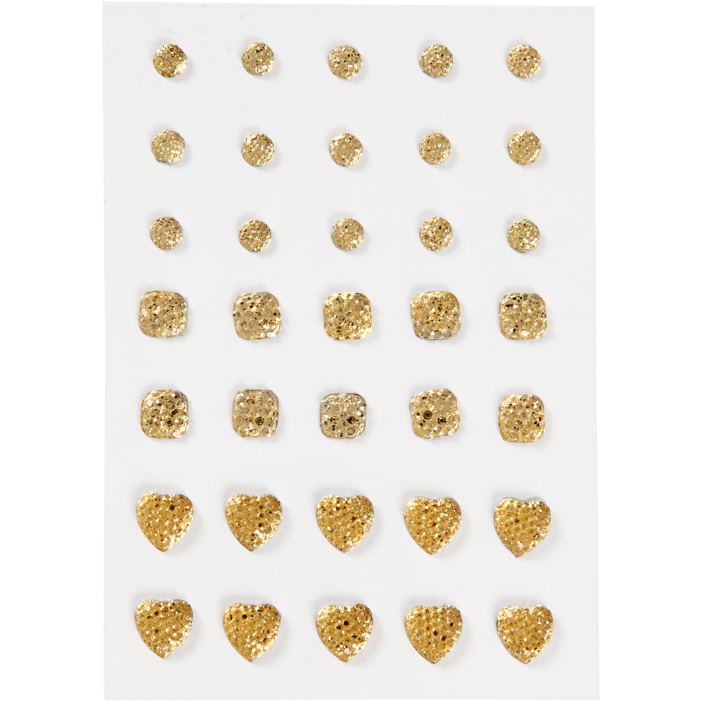 Rhinestones, round, square, heart, size 6+8+10 mm