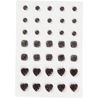 Rhinestones, round, square, heart, size 6+8+10 mm