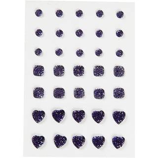 Rhinestones, round, square, heart, size 6+8+10 mm