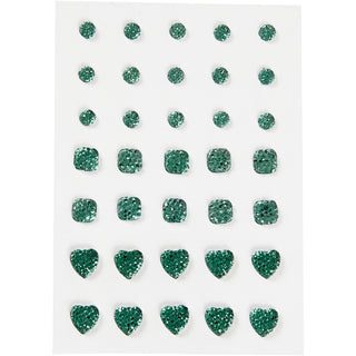 Rhinestones, round, square, heart, size 6+8+10 mm