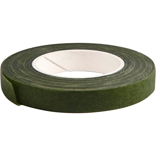 Floral Tape, W: 12 mm, dark green, 27 m/ 1 roll