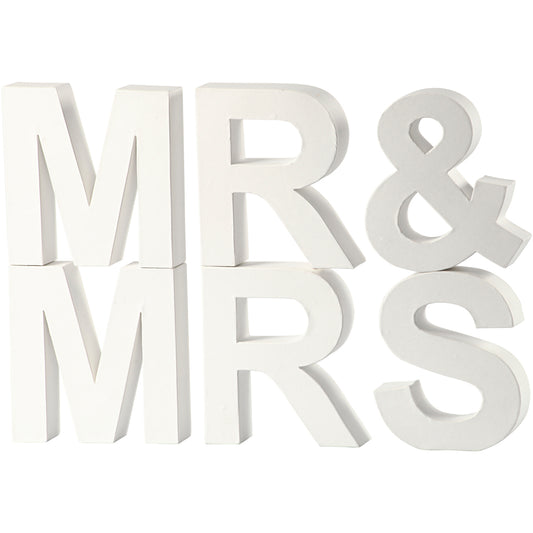 Letters, MR & MRS, H: 17,5 cm, D. 4,5 cm, white, 1 set