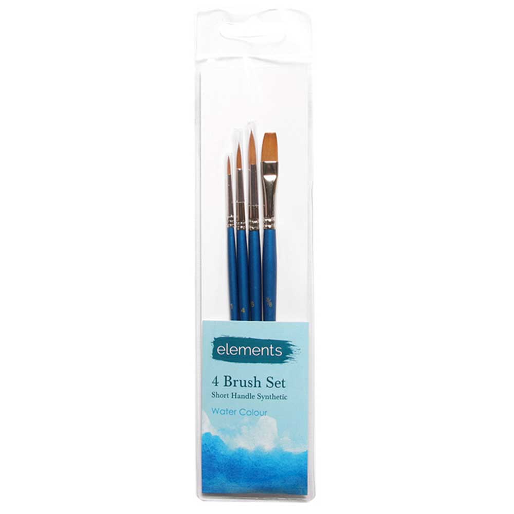 Elements Set of 4 Short Handle Watercolour Brushes