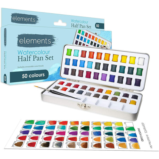 Elements Watercolour 50 Half Pan Set