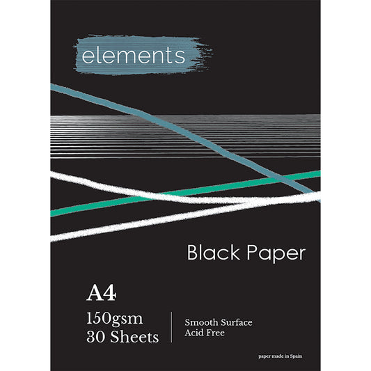 Elements Gummed Black Paper 150gsm - A4