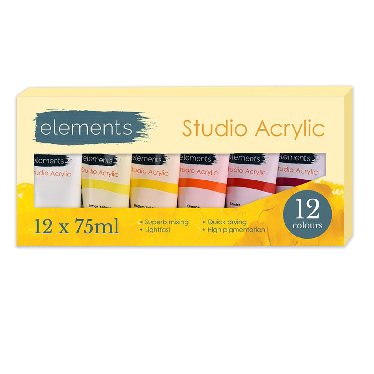 Elements Studio Acrylic Set 12 X 75ml