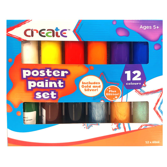 Create Poster Paint Set - 12 x 60ml Assorted