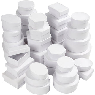 Boxes, dia. 5,5-16 cm, Content may vary , white, 168 asstd./ 1 pack