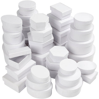 Boxes, dia. 5,5-16 cm, Content may vary , white, 168 asstd./ 1 pack