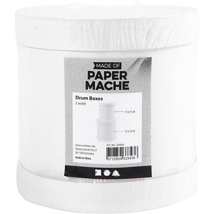 Drum boxes, H: 11+13 cm, dia. 11+13 cm, white, 1 set