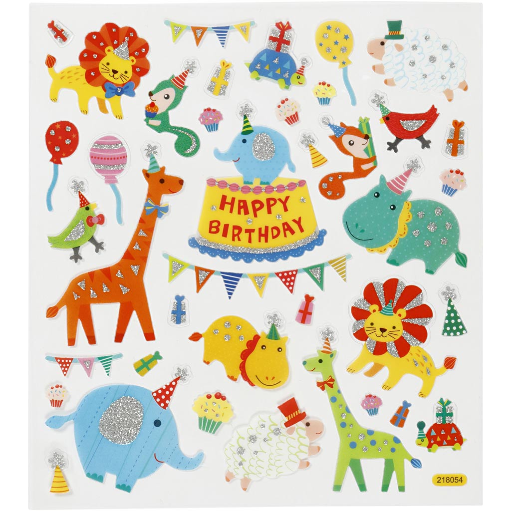 Self-Adhesive Plastic Stickers with Shiny Foil Details – 15x16.5 cm, 1 Sheet