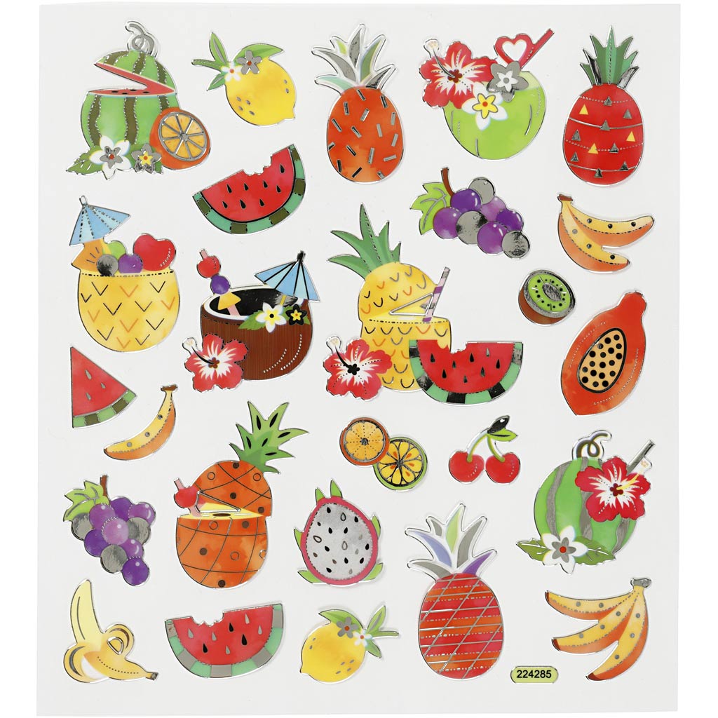 Self-Adhesive Plastic Stickers with Shiny Foil Details – 15x16.5 cm, 1 Sheet