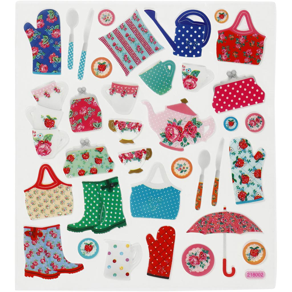 Self-Adhesive Plastic Stickers with Shiny Foil Details – 15x16.5 cm, 1 Sheet