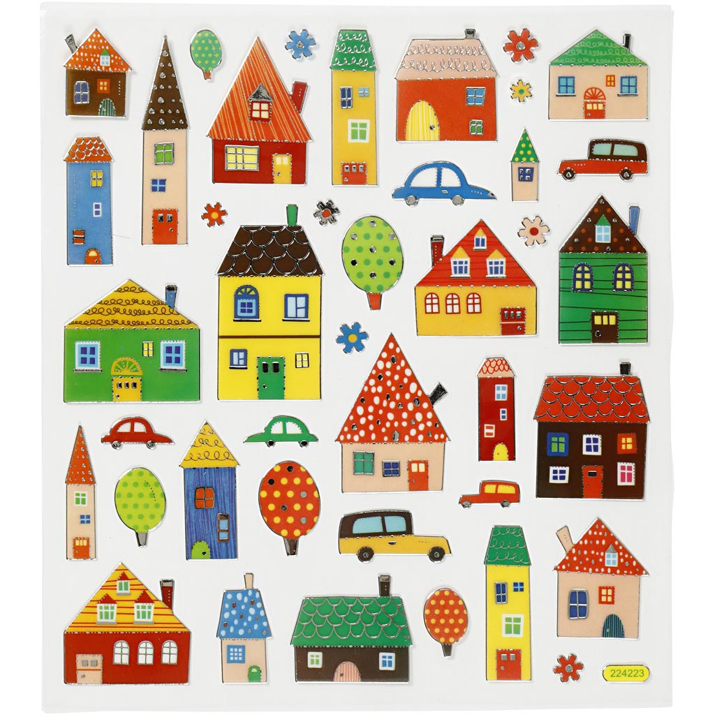 Self-Adhesive Plastic Stickers with Shiny Foil Details – 15x16.5 cm, 1 Sheet