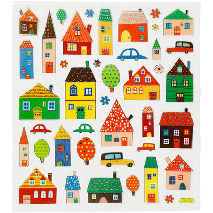 Self-Adhesive Plastic Stickers with Shiny Foil Details – 15x16.5 cm, 1 Sheet