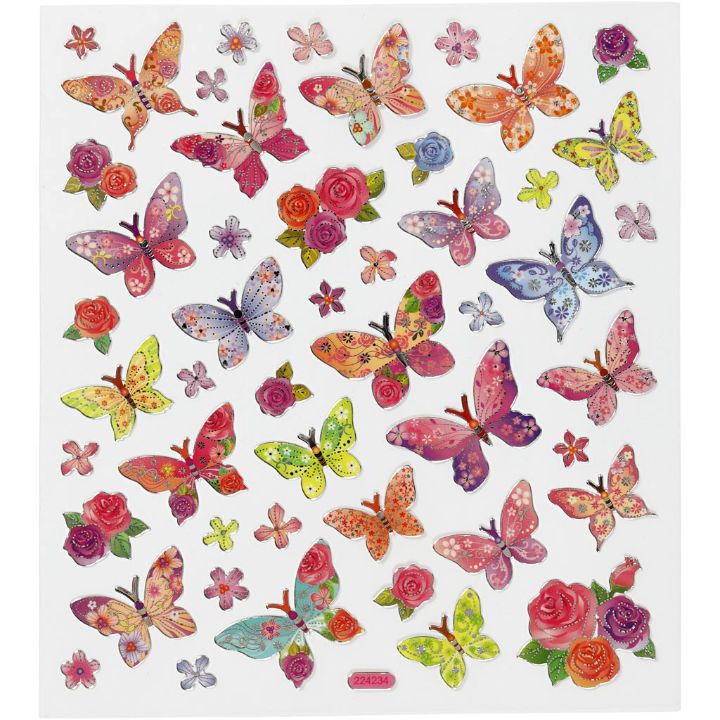 Self-Adhesive Plastic Stickers with Shiny Foil Details – 15x16.5 cm, 1 Sheet