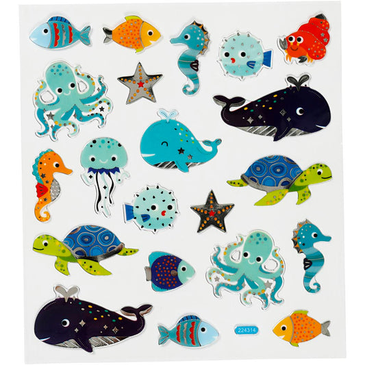 Self-Adhesive Plastic Stickers with Shiny Foil Details – 15x16.5 cm, 1 Sheet