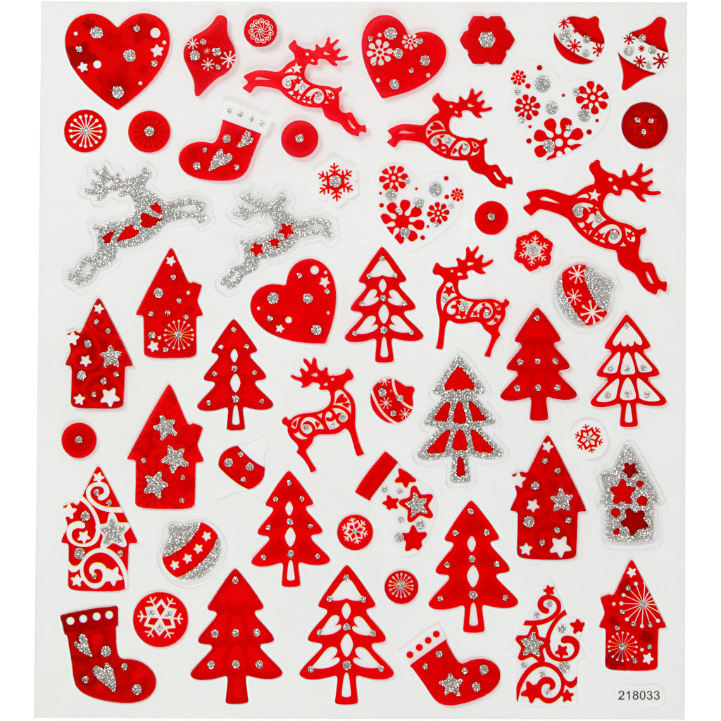 Self-Adhesive Plastic Stickers with Shiny Foil Details – 15x16.5 cm, 1 Sheet