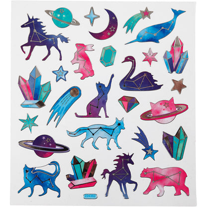 Self-Adhesive Plastic Stickers with Shiny Foil Details – 15x16.5 cm, 1 Sheet