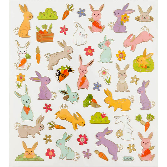 Stickers, Easter Bunny, sheet 15x16,5 cm, ca. 50 pc, 1 sheet