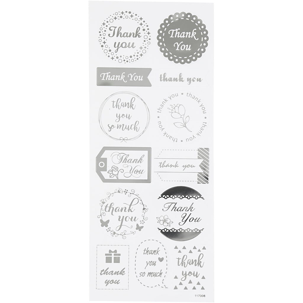 Self-Adhesive Stickers in Silver Foil on Clear Plastic Film – 10x24 cm, 1 Sheet