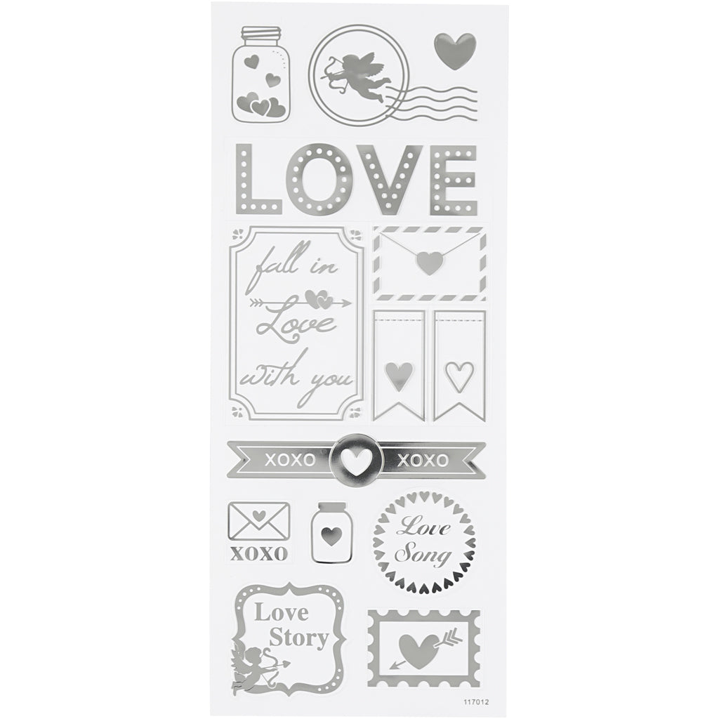 Self-Adhesive Stickers in Silver Foil on Clear Plastic Film – 10x24 cm, 1 Sheet