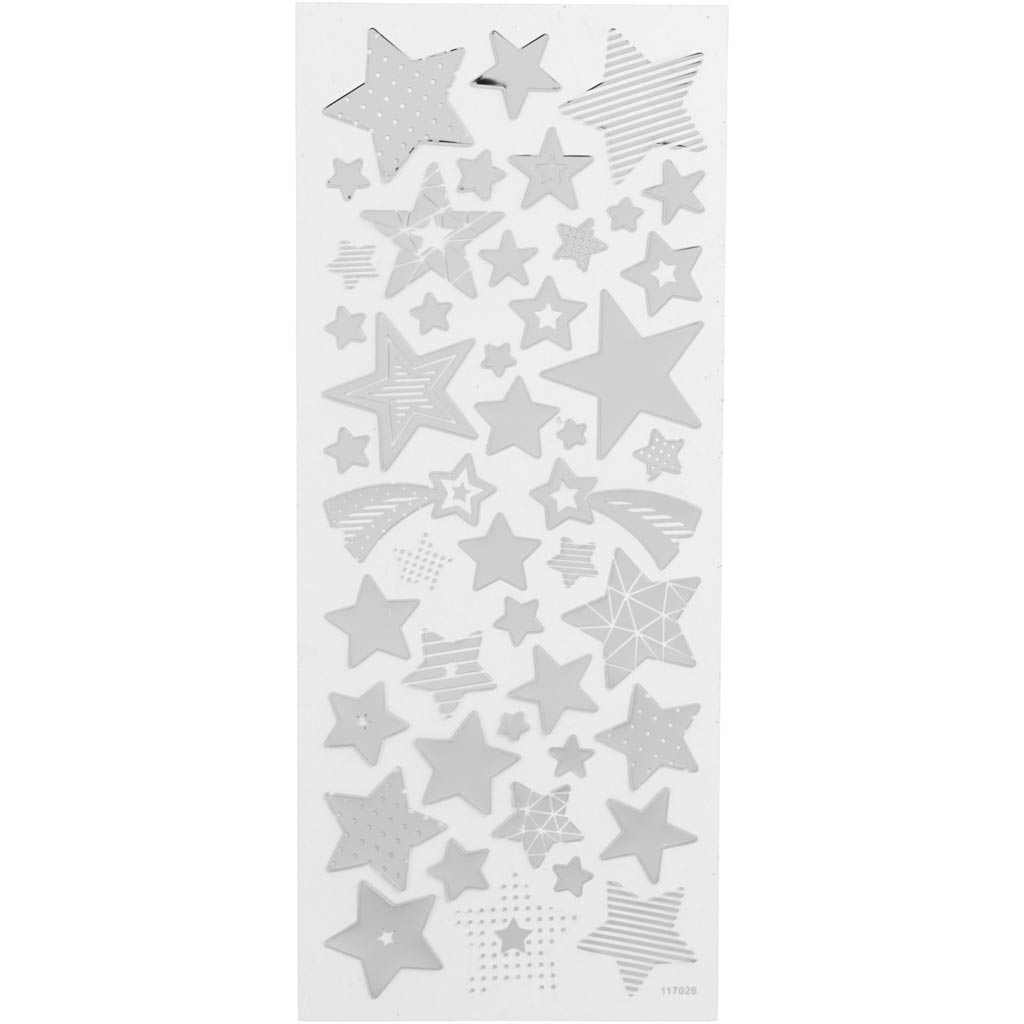 Self-Adhesive Stickers in Silver Foil on Clear Plastic Film – 10x24 cm, 1 Sheet