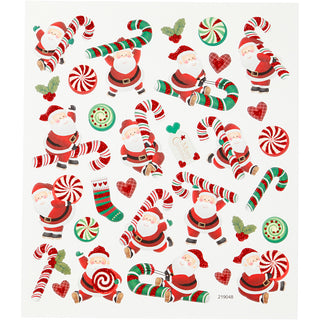 Stickers, Father Christmas and candy cane, sheet 15x16,5 cm, 1 sheet