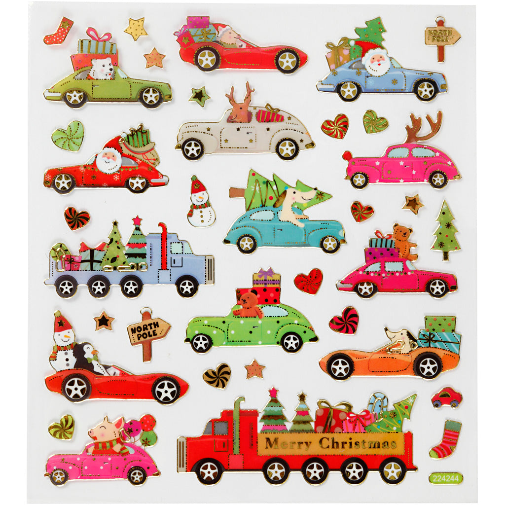 Self-Adhesive Plastic Stickers with Shiny Foil Details – 15x16.5 cm, 1 Sheet