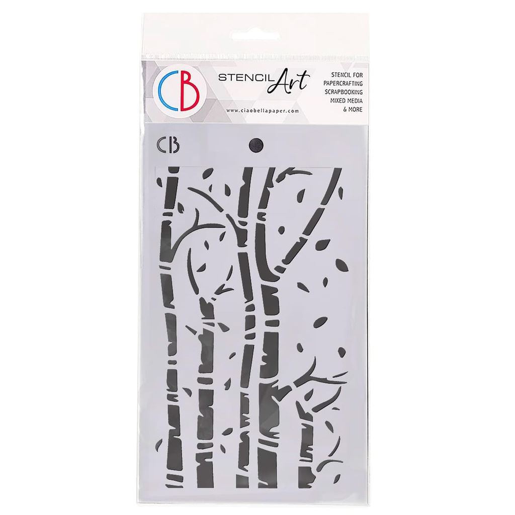 Ciao Bella Texture Stencil 5incx8inc Birch Trees