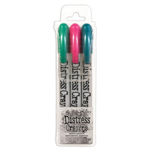 Distress Pearl Crayons Holiday Set 4  (Includes Merry Mint, Cocktail Party & Shiny Bauble) Tim Holtz Limited Edition