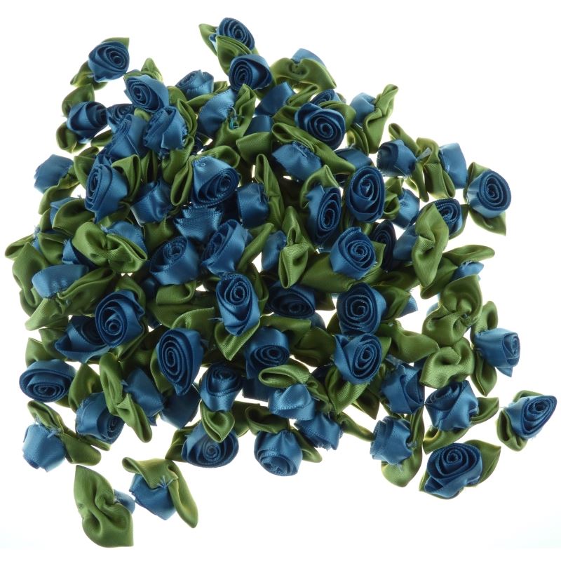 Antique Blue - L Ribbon Rose Pack 100