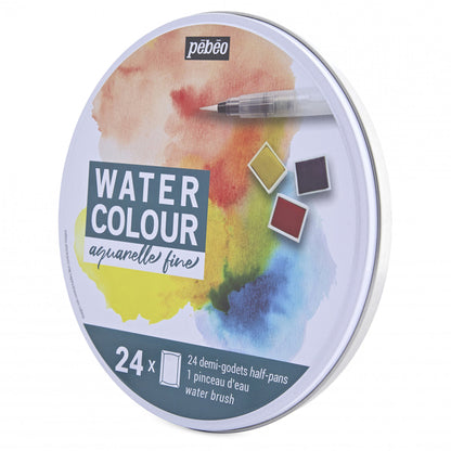 Pebeo Watercolour 24 Half Pan Tin Set