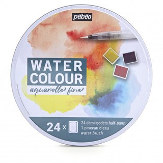Pebeo Watercolour 24 Half Pan Tin Set