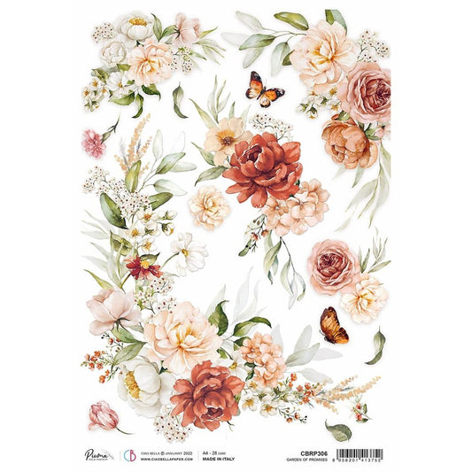Ciao Bella A4 rice paper Garden of Promises Reign of Grace - 5 sheets
