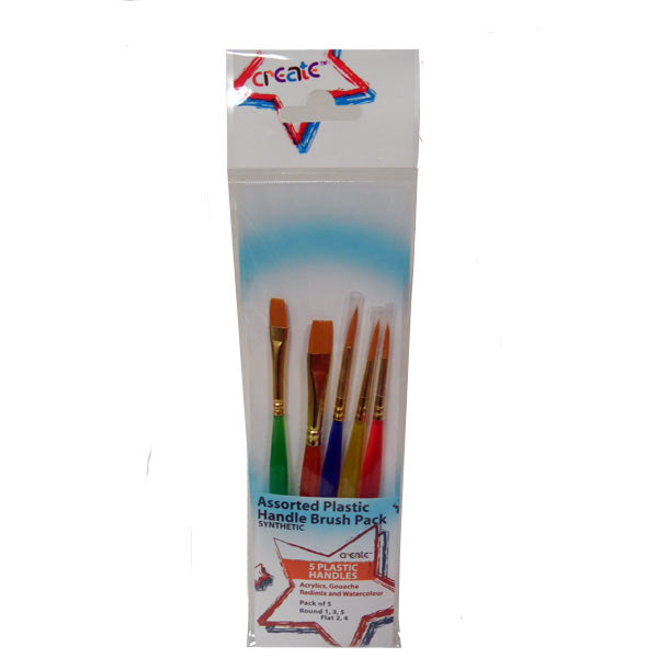 Create - 5 Assorted Plastic Handled Brush Set