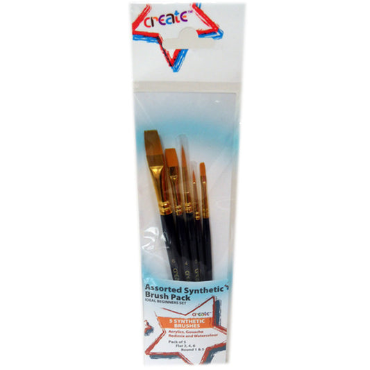 Create - 5 Assorted Synthetic Brush Set