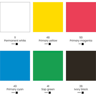 Gouache Paint, standard colours, 6x20 ml/ 1 pack