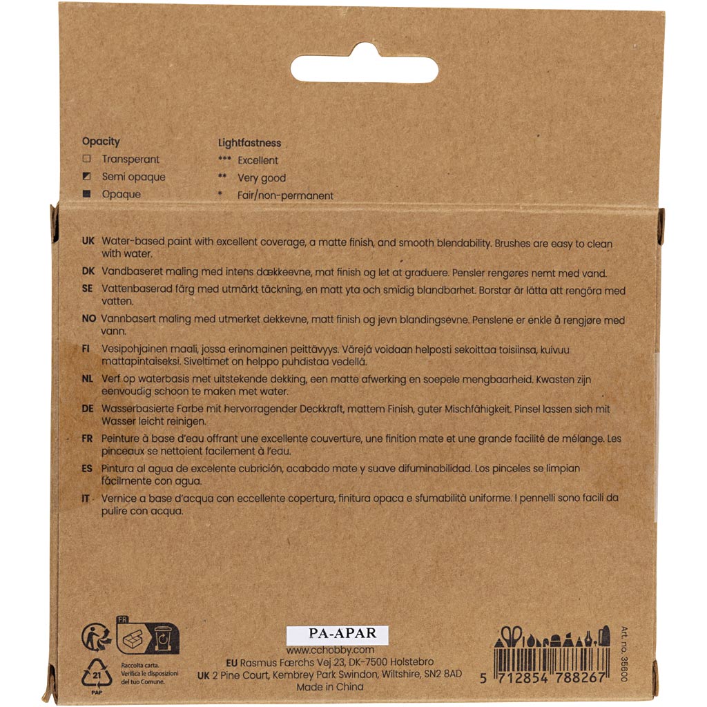 Gouache Paint, standard colours, 6x20 ml/ 1 pack