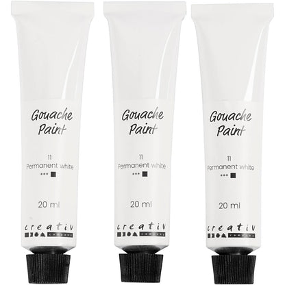 Gouache Paint, white, 3x20 ml/ 1 pack