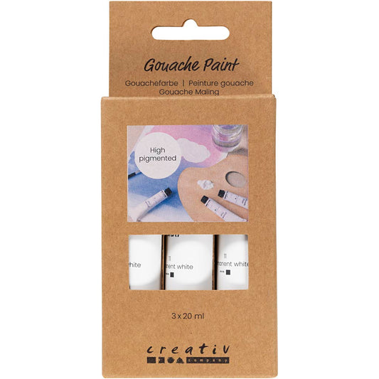 Gouache Paint, white, 3x20 ml/ 1 pack