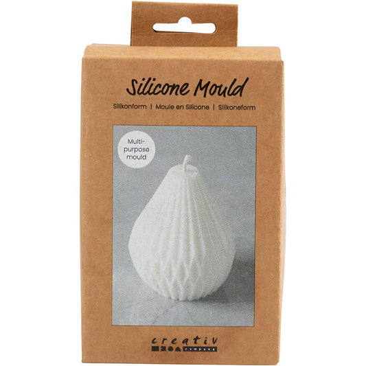 Silicone Mould, Ribbed teardrop shape, H: 8 cm, dia. 7 cm, 1 pc/ 1 pack