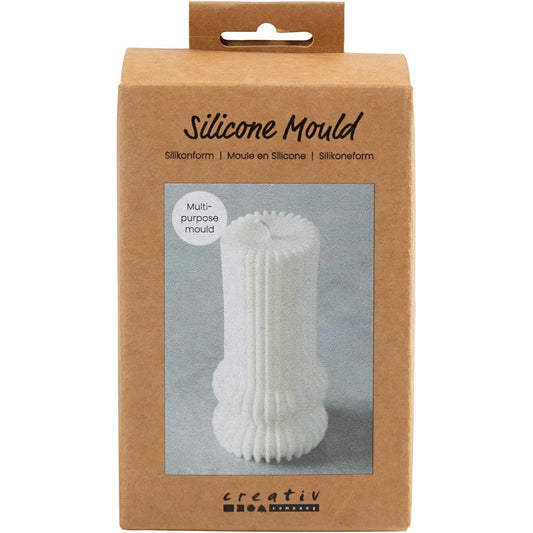 Silicone Mould, Ribbed cylinder with arches, H: 12,5 cm, dia. 6 cm, 1 pc/ 1 pack