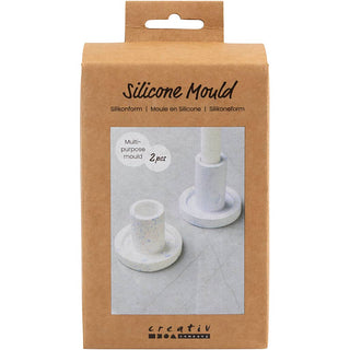 Silicone Mould, Candle Light Holder, H: 6,5+7,5 cm, dia. 7,3 cm, 2 pc/ 1 pack