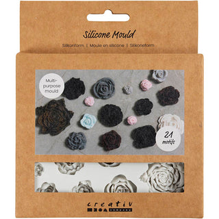 Silicone Mould, Roses, H: 0,5-1 cm, L: 0,8-4 cm, 1 pc