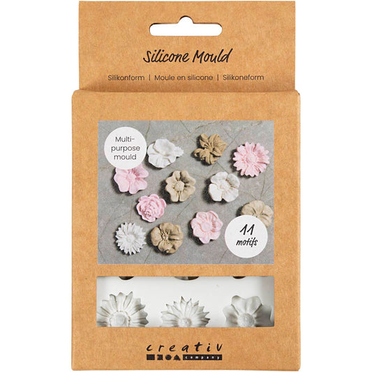 Silicone Mould, Daisies, H: 0,5 cm, L: 2-2,5 cm, 1 pc