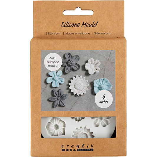 Silicone Mould, Flower, H: 0,5 cm, L: 1,5-2,5 cm, 1 pc