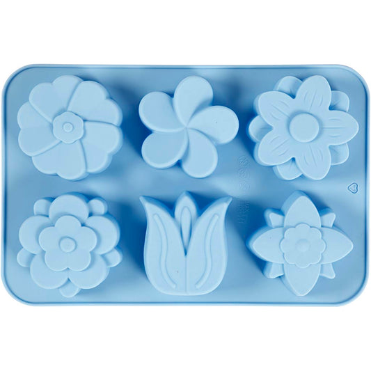 Silicone Mould, flowers, H: 2,6 cm, L: 6 cm, W: 7,5 cm, 75 ml, 1 pc