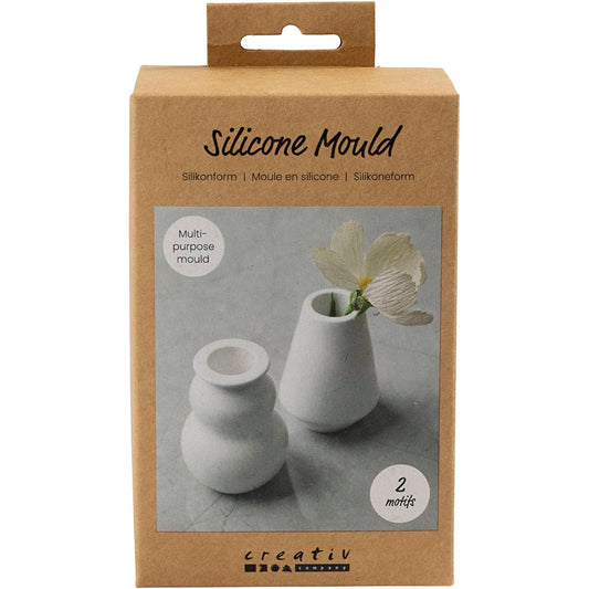 Silicone Mould, Vase and candle holder, H: 7,5 cm, dia. 5,5 cm, matt transparent, 2 pc/ 1 pack